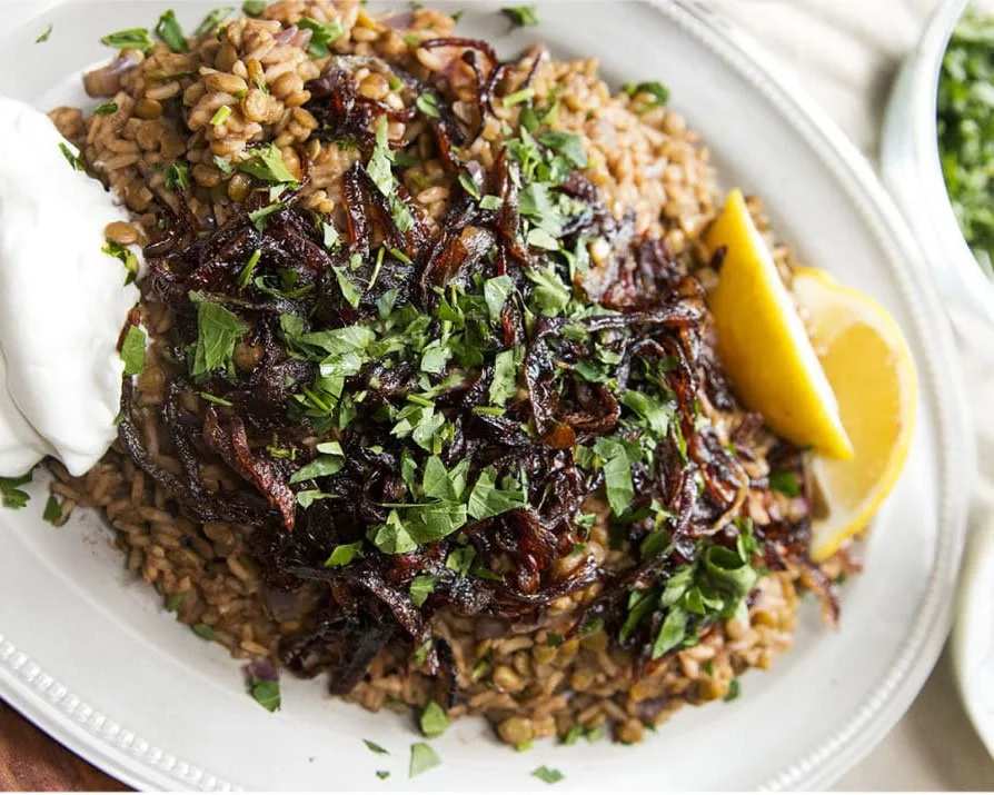 Tasty Lentils And Rice With Caramelized Onions