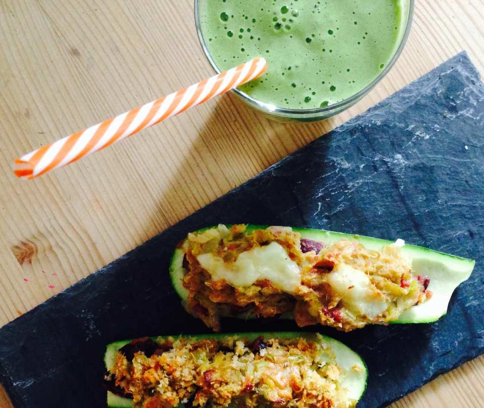 Stuffed Baked Zucchini with Daily Smoothie