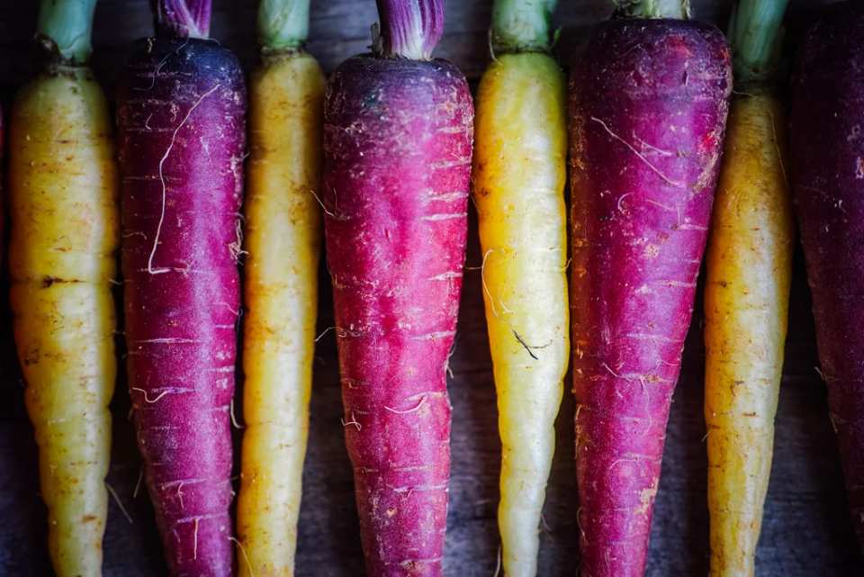 Roasted Heirloom Carrots with Feta, Lemon Zest and Truffle Essence