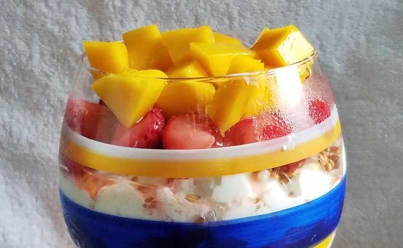 Cottage Cheese Fruit Salad with Flaxseed