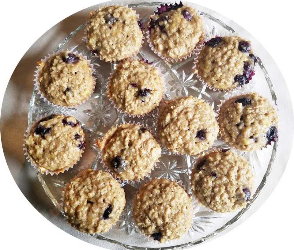 Blueberry Oatmeal Banana Muffins
