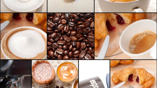 A selection of espresso, cappuccino and other coffee drinks